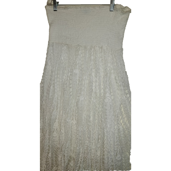Raviya White Crocheted Skirt Dress Sz M Bohemian Beautiful Crochet Lined Medium - Picture 4 of 16